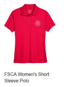 Photo of a red FSCA Women's Short Sleeve Polo